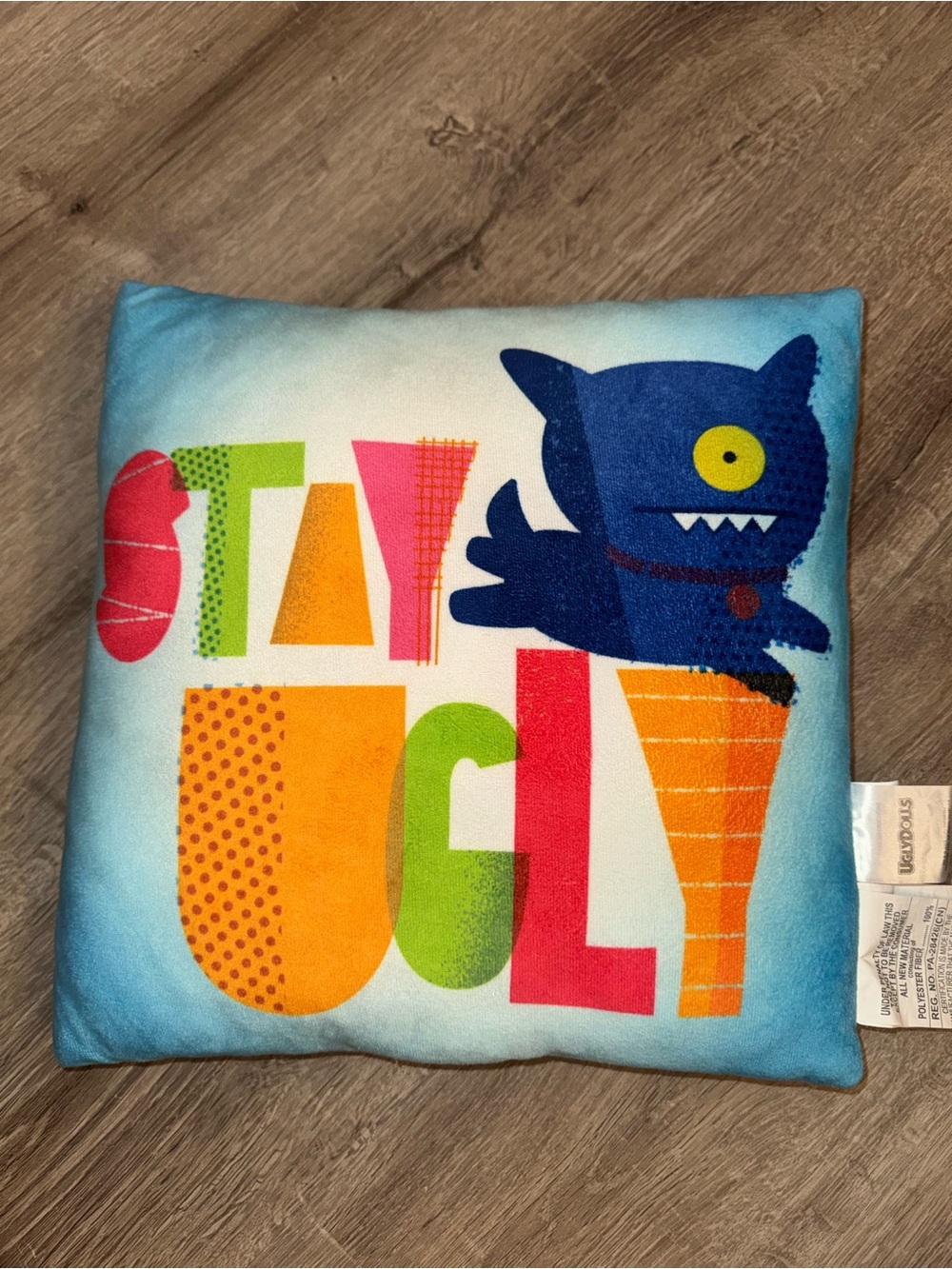 Stay Ugly Decorative Monster Pillow - Colorful Graphic